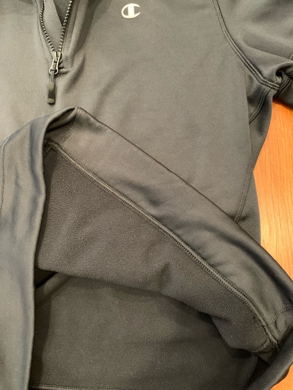Champion Black Pullover Hoodie Men’s Large EUC Quarter Zip Kangaroo Pocket - Picture 6 of 11